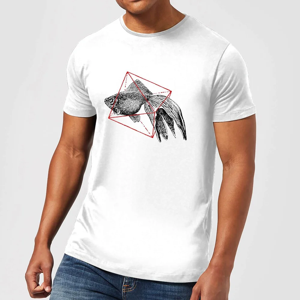 Florent Bodart Fish In Geometry Men's T-Shirt - White - 5XL Afbeelding 1