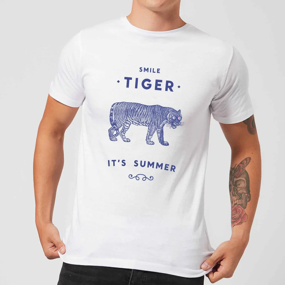 Florent Bodart Smile Tiger Men's T-Shirt - White - 5XL Afbeelding 1