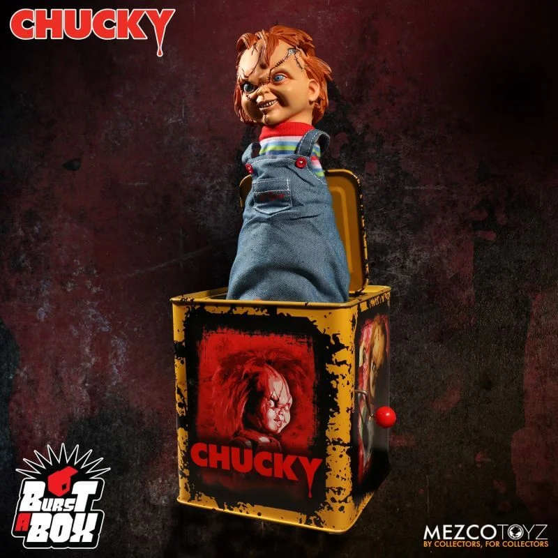 Mezco Scarred Chucky Burst-A-Box Afbeelding 1