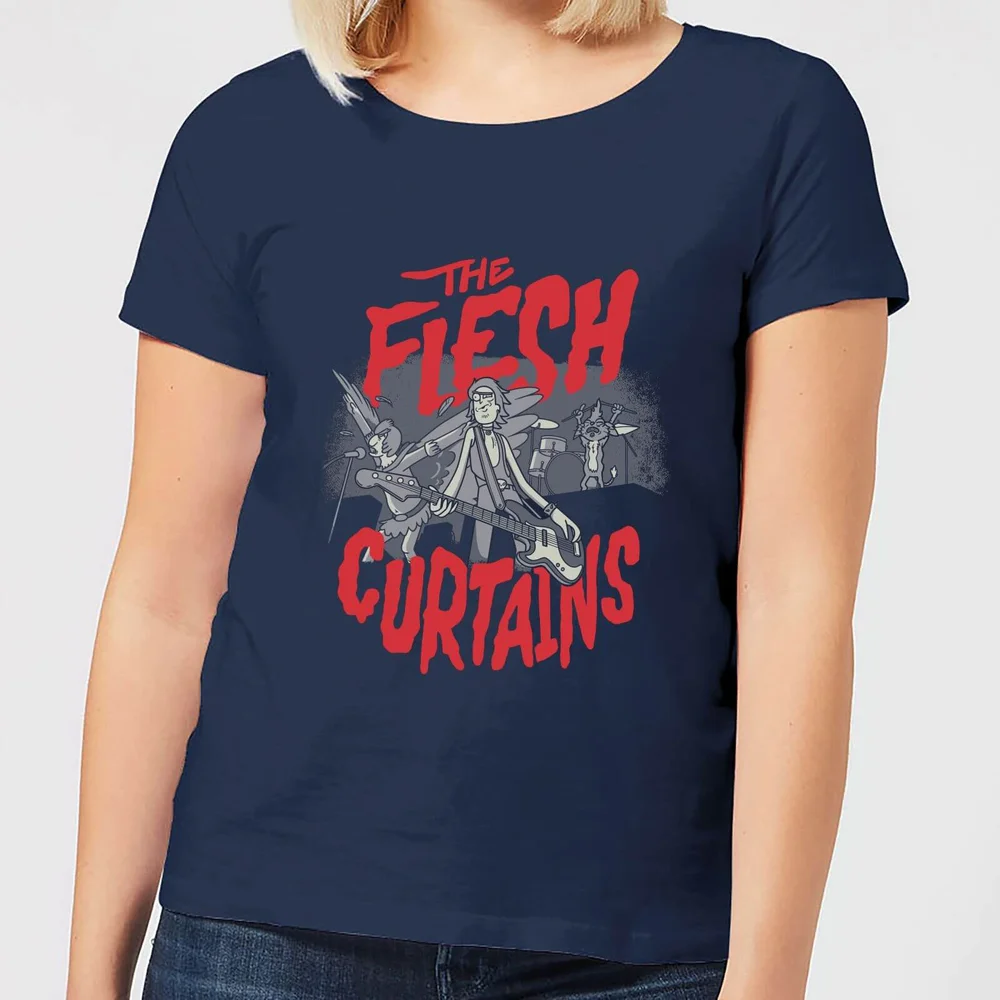 Rick and Morty The Flesh Curtains Dames T-shirt - Navy - S Afbeelding 1
