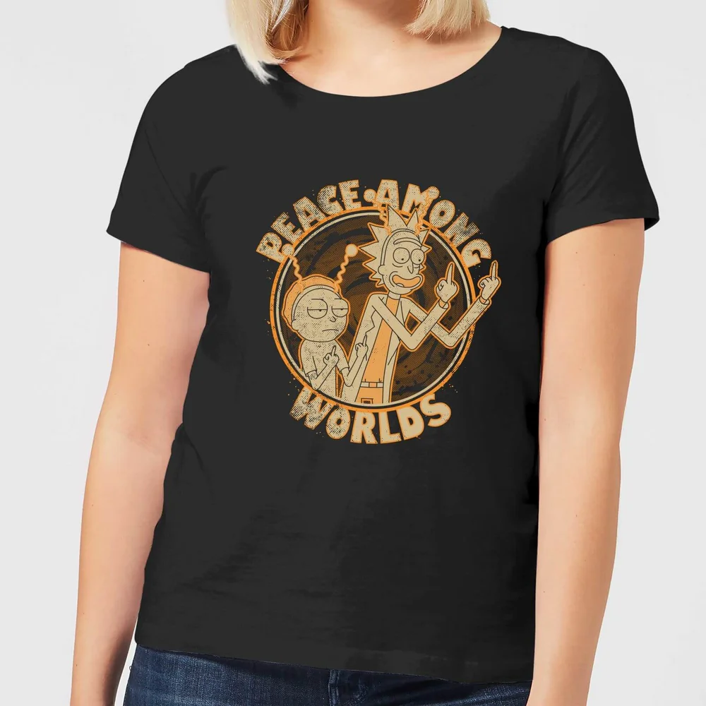 Rick and Morty Peace Among Worlds Dames T-shirt - Zwart - S Afbeelding 1