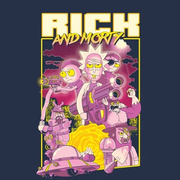 Rick and Morty 80s Poster Dames T-shirt - Navy