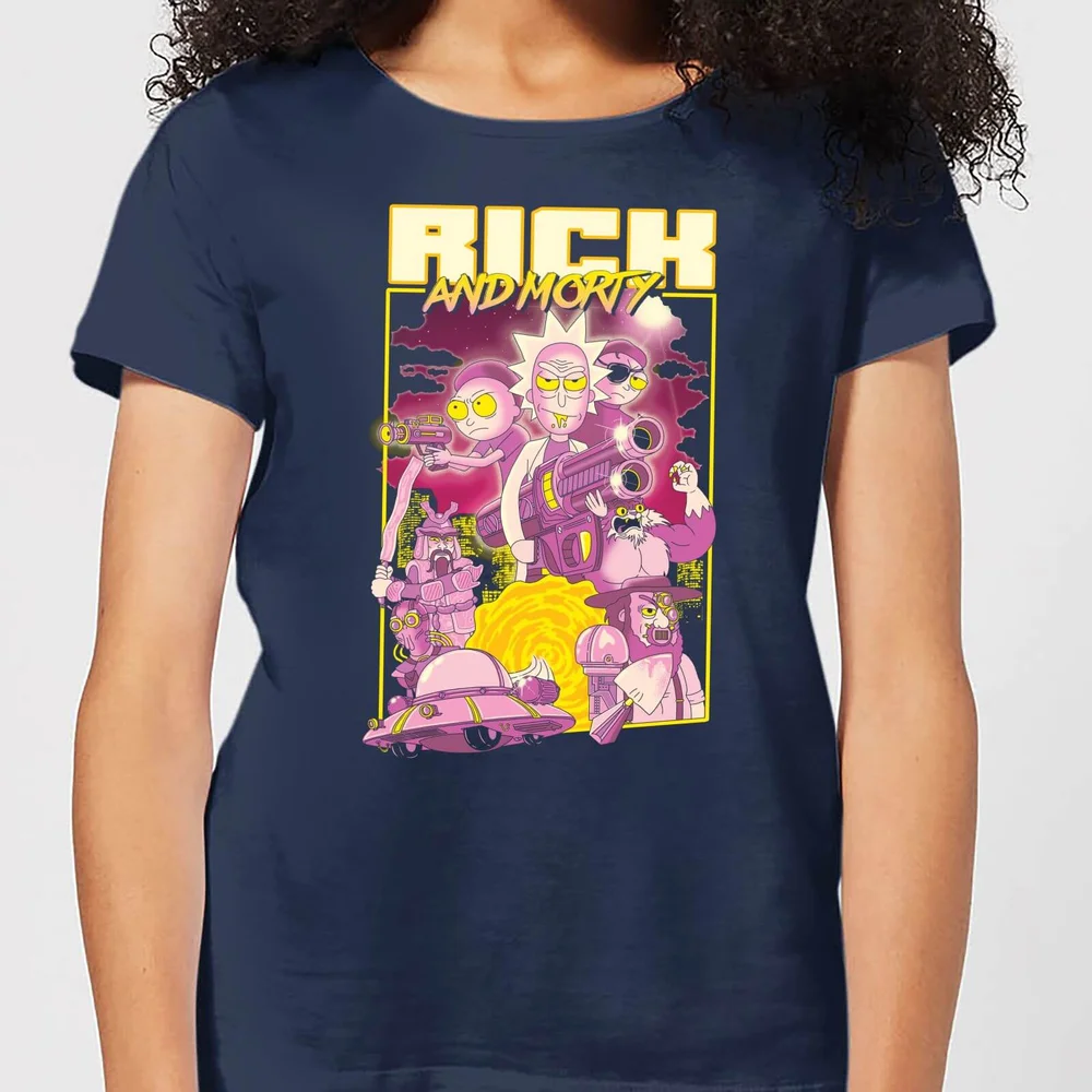 Rick and Morty 80s Poster Dames T-shirt - Navy - S Afbeelding 1