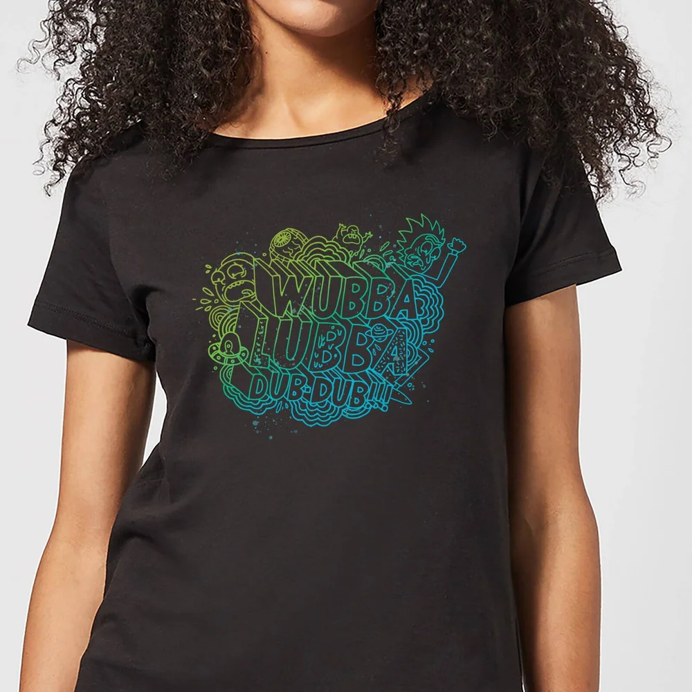 Rick and Morty Wubba Lubba Dub Dub Dames T-shirt - Zwart - S Afbeelding 1