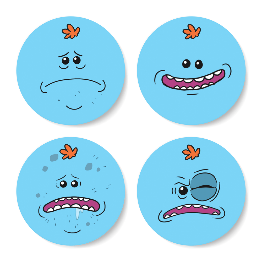 Rick and Morty Mr Meeseeks Face Onderzetters Afbeelding 1