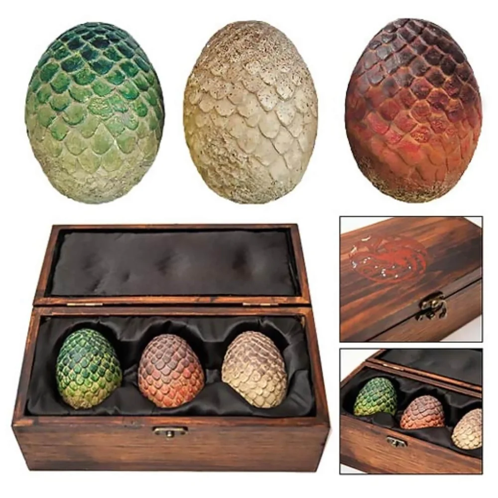 Artisan Designs Game of Thrones Dragon Egg Prop Replica Set in Wooden Box Afbeelding 1