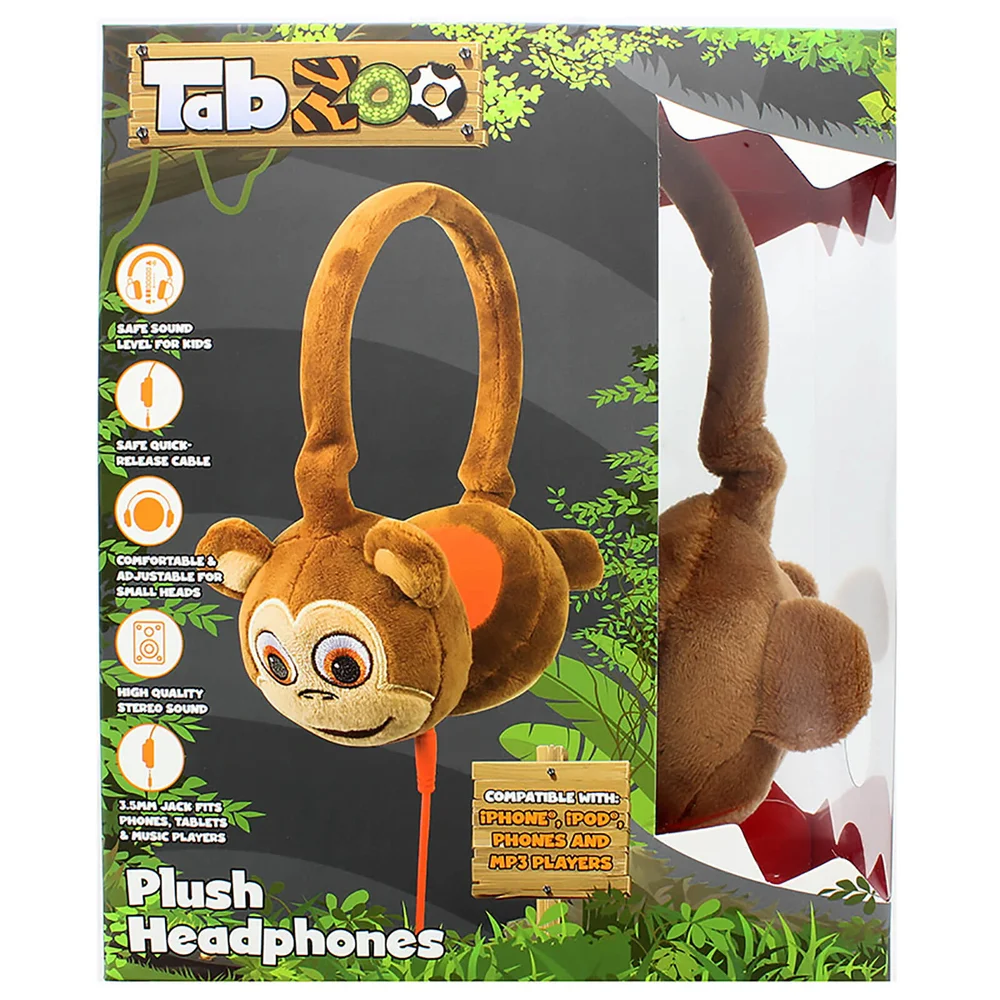 TabZoo Plush Monkey Childrens Wired Headphones Afbeelding 1