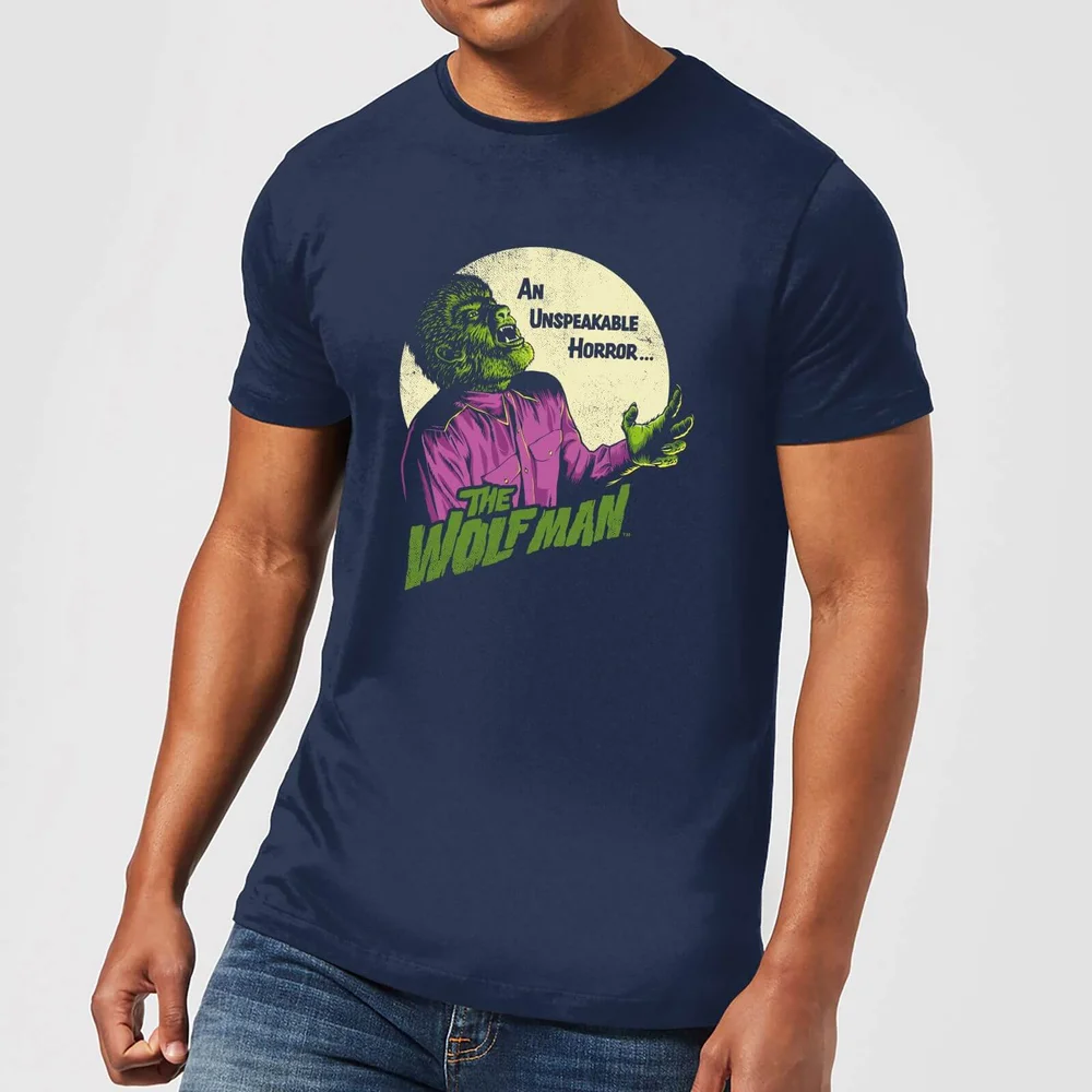 Universal Monsters The Wolfman Retro T-shirt - Navy - S Afbeelding 1