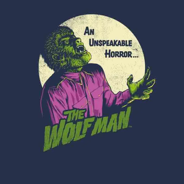 Universal Monsters The Wolfman Retro T-shirt - Navy