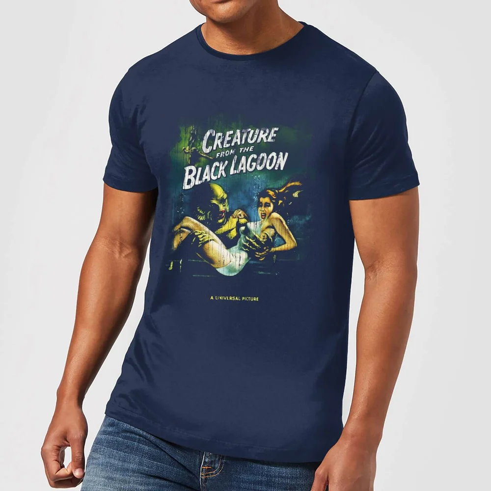 Universal Monsters Creature From The Black Lagoon Vintage Poster T-shirt - Navy - S Afbeelding 1