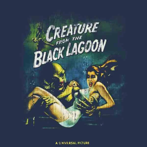 Universal Monsters Creature From The Black Lagoon Vintage Poster T-shirt - Navy