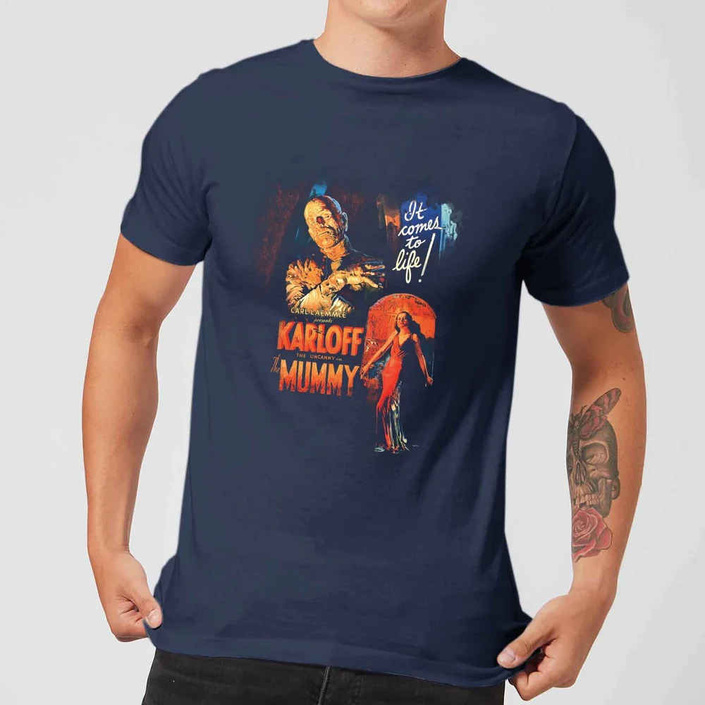 Universal Monsters The Mummy Vintage Poster T-shirt - Navy - S Afbeelding 1