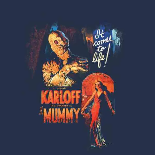 Universal Monsters The Mummy Vintage Poster T-shirt - Navy