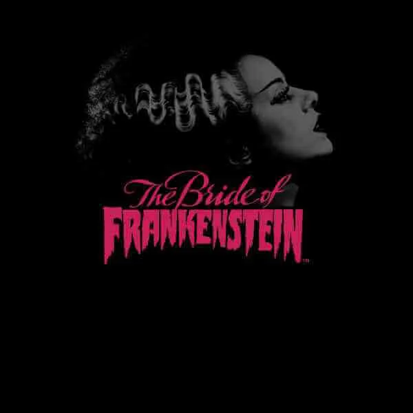 Universal Monsters Bride Of Frankenstein Greyscale T-shirt - Zwart