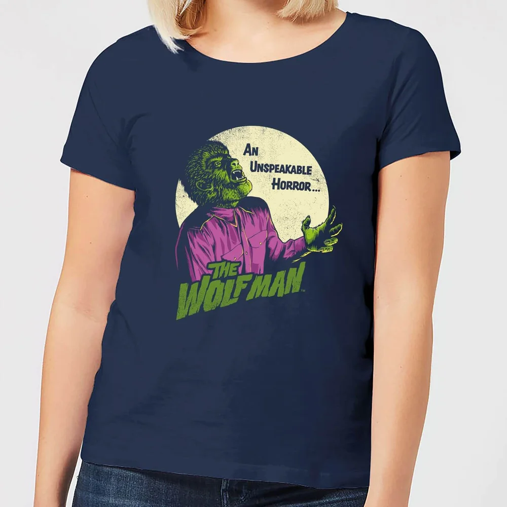 Universal Monsters The Wolfman Retro Dames T-shirt - Navy - S Afbeelding 1