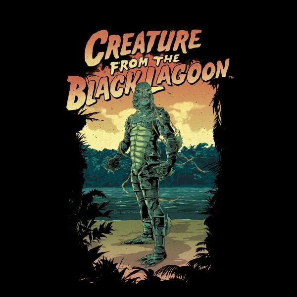 Universal Monsters Creature From The Black Lagoon Illustrated Dames T-shirt - Zwart