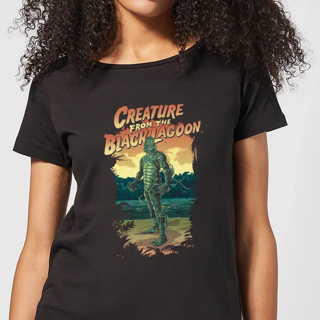 Universal Monsters Creature From The Black Lagoon Illustrated Dames T-shirt - Zwart