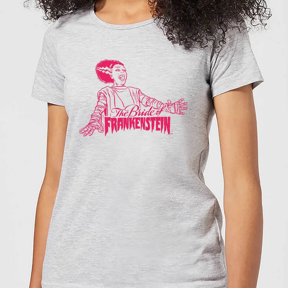 Universal Monsters Bride Of Frankenstein Crest Dames T-shirt - Grijs - S Afbeelding 1