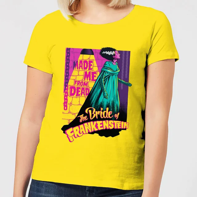 Universal Monsters Retro Bride Of Frankenstein Dames T-shirt - Geel