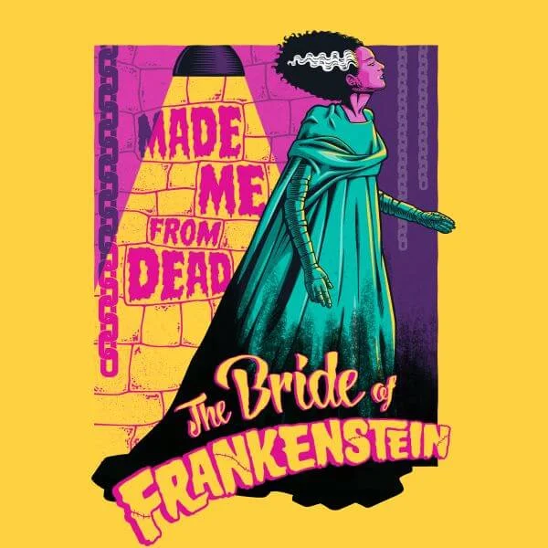 Universal Monsters Retro Bride Of Frankenstein Dames T-shirt - Geel