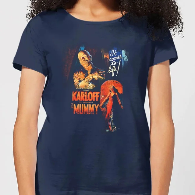 Universal Monsters The Mummy Vintage Poster Dames T-shirt - Navy