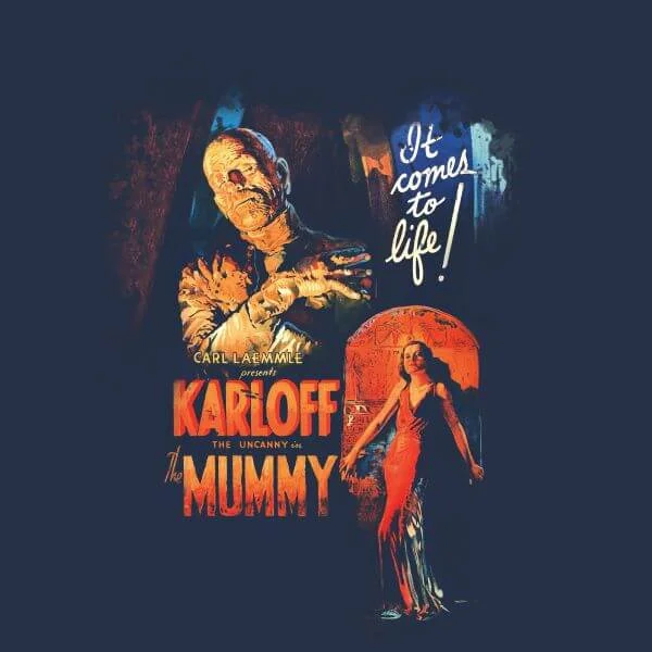 Universal Monsters The Mummy Vintage Poster Dames T-shirt - Navy