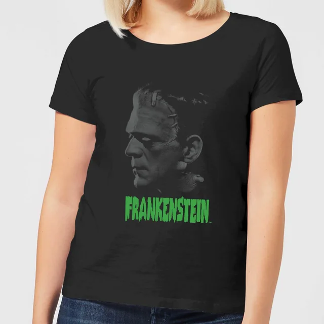Universal Monsters Frankenstein Greyscale Dames T-shirt - Zwart