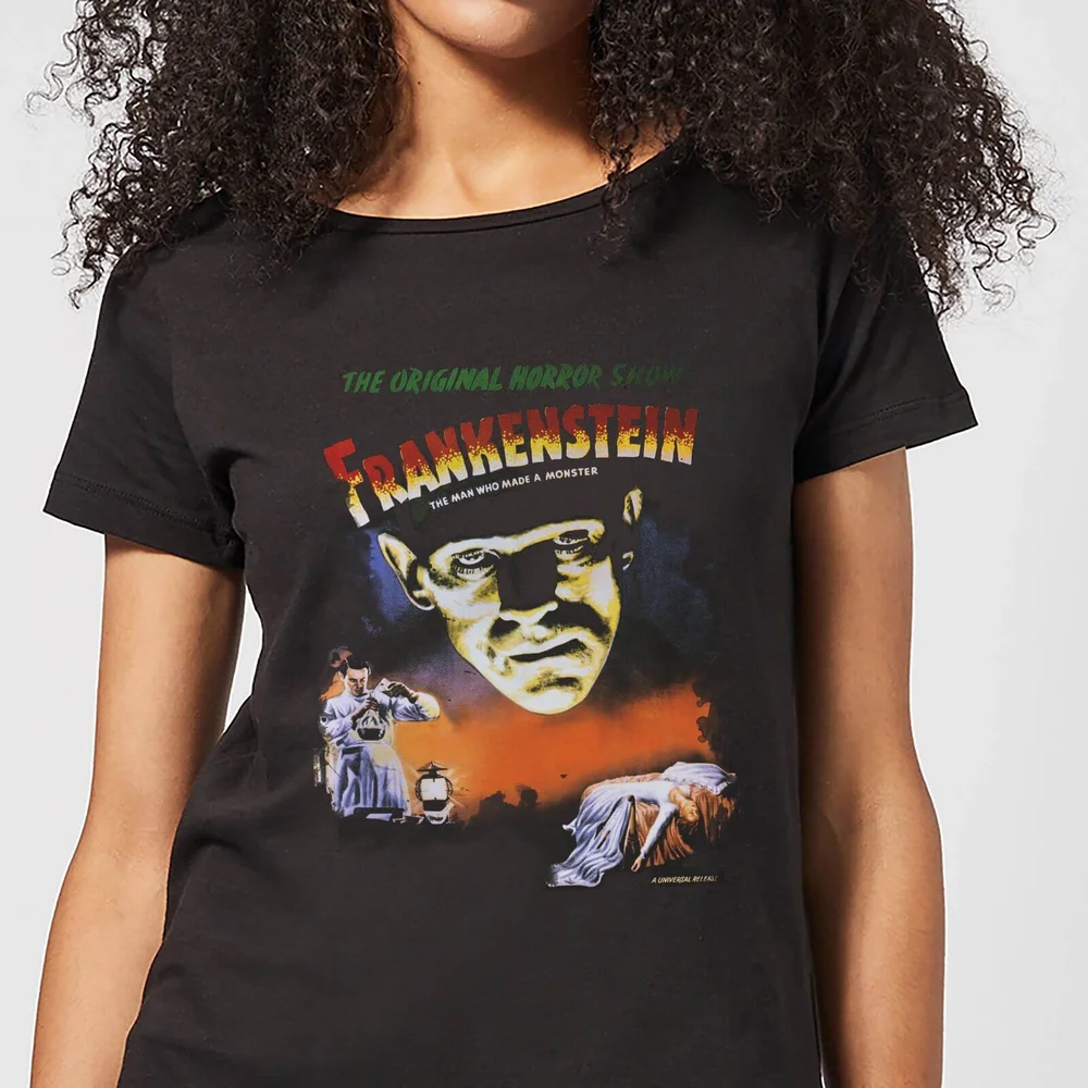 Universal Monsters Frankenstein Vintage Poster Dames T-shirt - Zwart - S Afbeelding 1