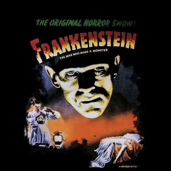 Universal Monsters Frankenstein Vintage Poster Dames T-shirt - Zwart