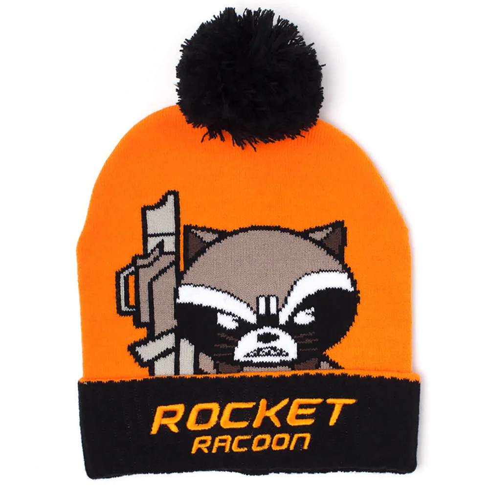 Marvel Guardians of the Galaxy Men's Kawaii Rocket Racoon Art Beanie Hat - Orange Afbeelding 1