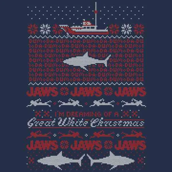 Jaws Great White Kerst T-Shirt - Navy