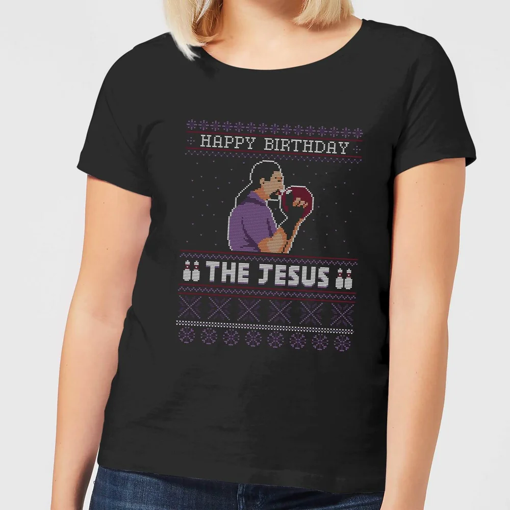 The Big Lebowski Happy Birthday The Jesus Dames Kerst T-Shirt - Zwart - S Afbeelding 1
