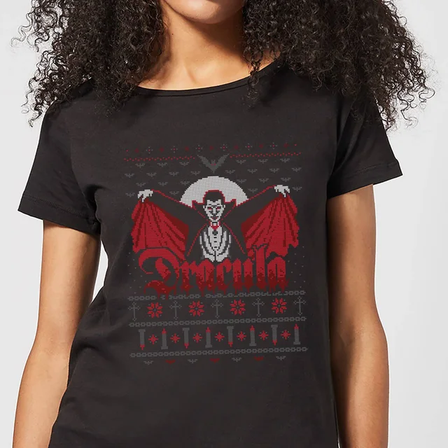 Universal Monsters Dracula Dames Kerst T-Shirt - Zwart