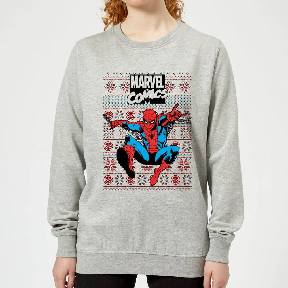 Marvel Avengers Classic Spider-Man Dames kersttrui - Grijs - 3XL Afbeelding 1