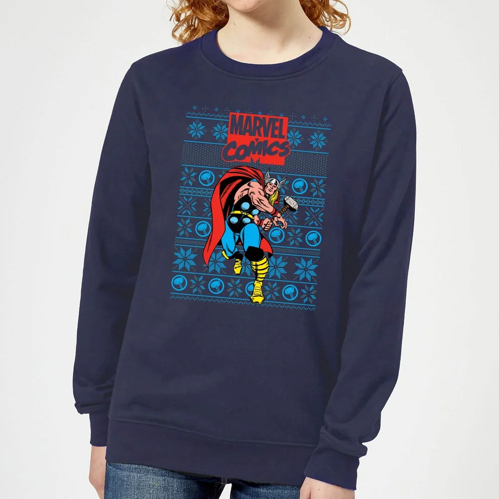 Marvel Avengers Thor Dames kersttrui - Navy - XS Afbeelding 1