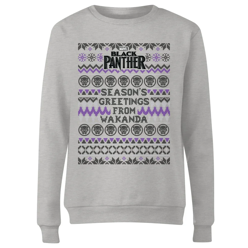 Marvel Avengers Season's Greetings From Wakanda Dames kersttrui - Grijs - 3XL Afbeelding 1
