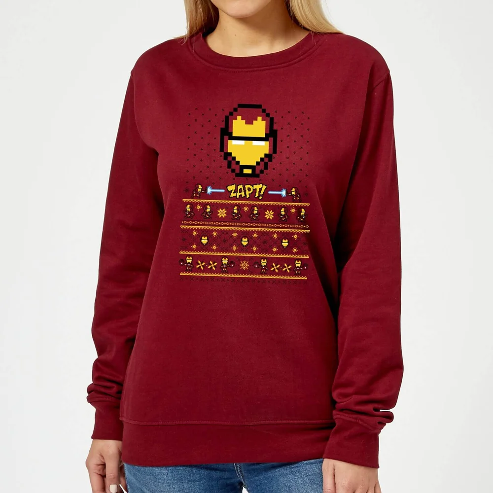 Marvel Avengers Iron Man Pixel Art Dames kersttrui - Wijnrood - XS Afbeelding 1