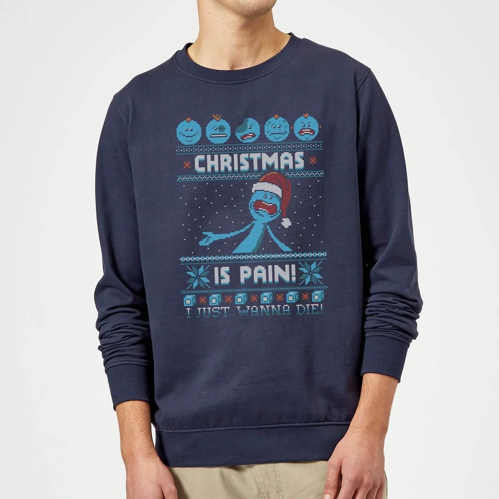Rick and Morty Kerstmis Mr Meeseeks Pain Trui - Navy - S Afbeelding 1
