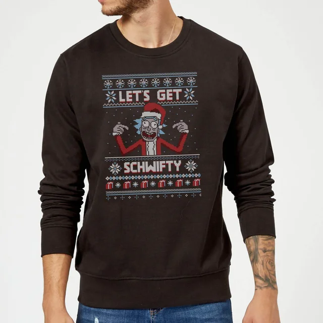 Rick and Morty Kerstmis Lets Get Schwifty Trui - Zwart