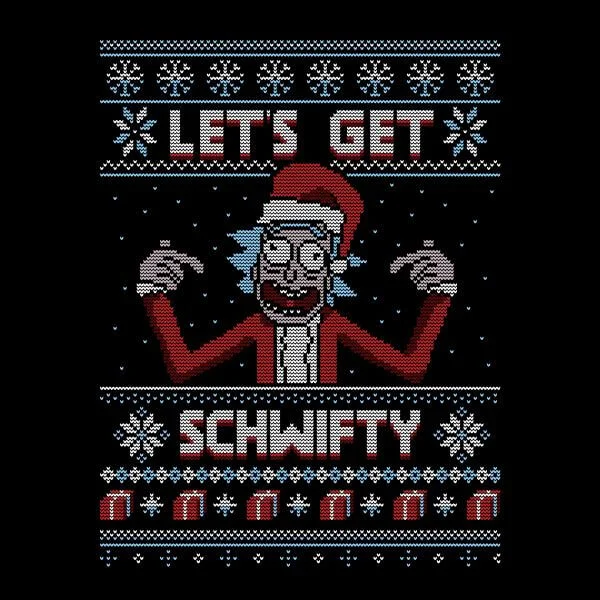 Rick and Morty Kerstmis Lets Get Schwifty Dames T-Shirt - Zwart