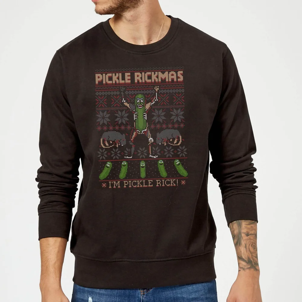Rick and Morty Pickle Rick Christmas Jumper - Black - S Afbeelding 1