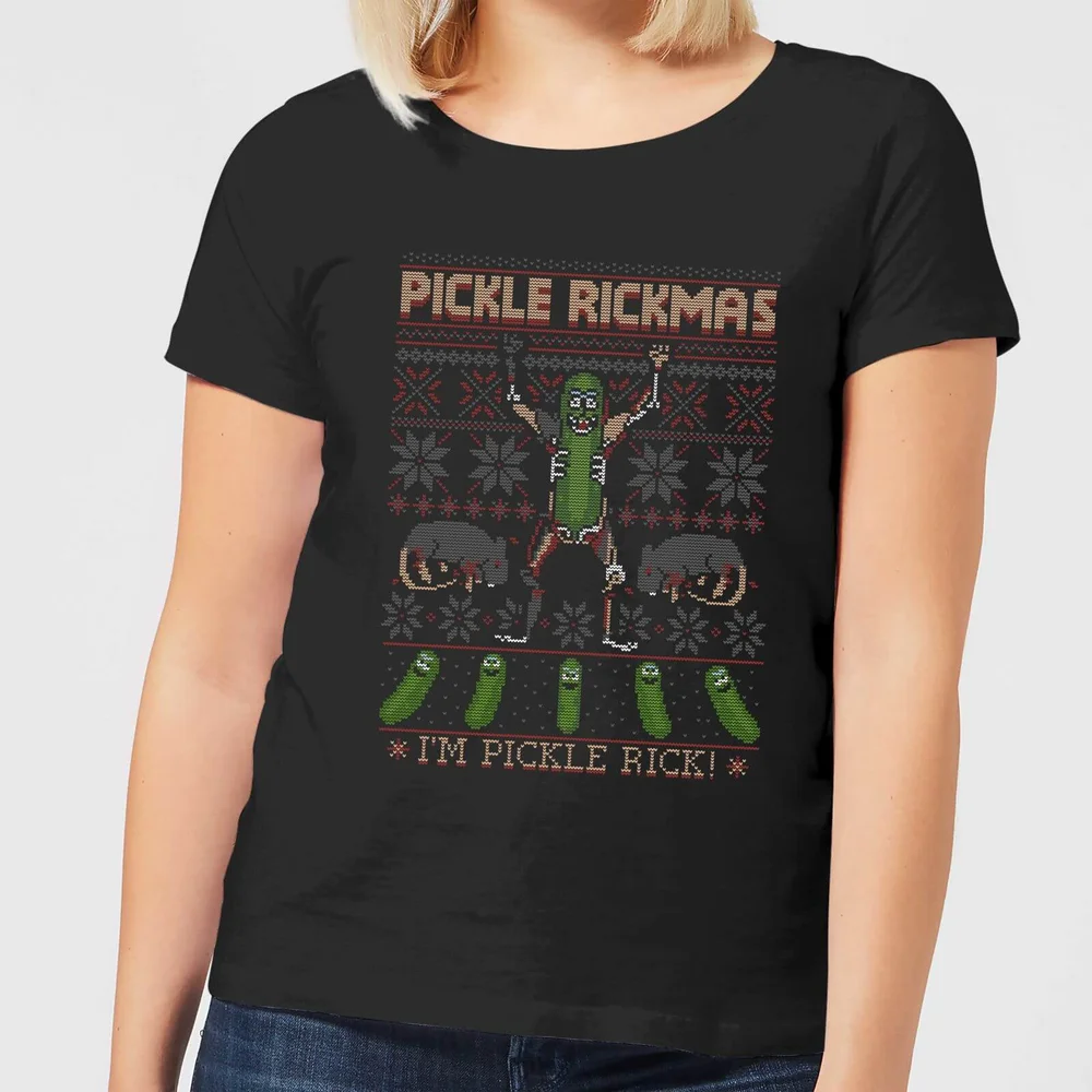 Rick and Morty Pickle Rick Women's Christmas T-Shirt - Black - S Afbeelding 1