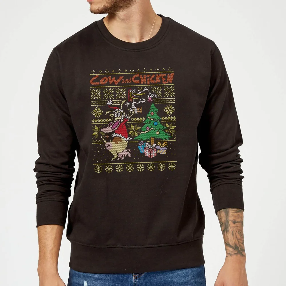 Cow and Chicken Cow And Chicken Kerstmis Trui - Zwart - S Afbeelding 1
