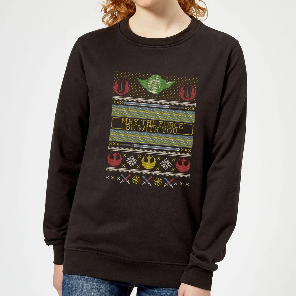 Star Wars May The Force Be With You Pattern Dames kersttrui - Zwart - XS Afbeelding 1