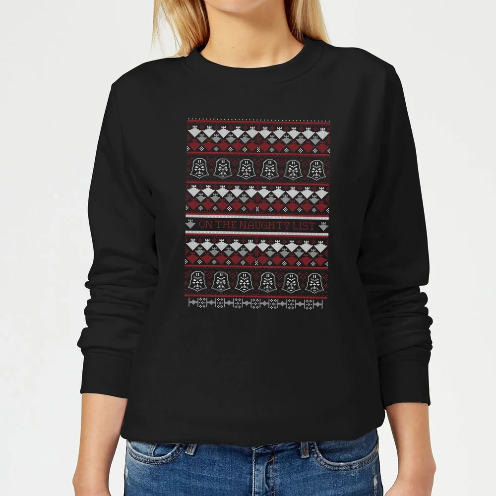 Star Wars On The Naughty List Pattern Dames kersttrui - Zwart - XS Afbeelding 1
