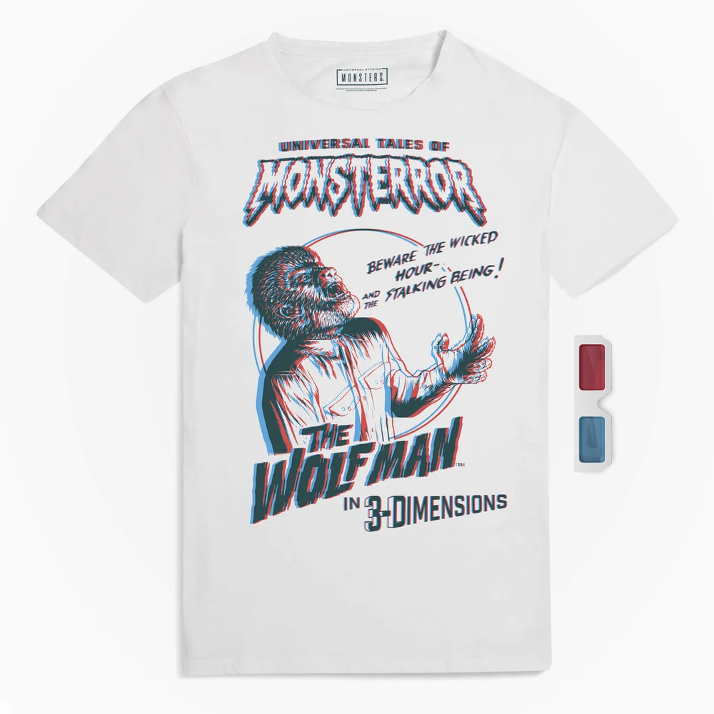 Universal Monsters Universal Tales Of Monsterror Wolfman 3D T-shirt - Wit - S - Wit Afbeelding 1