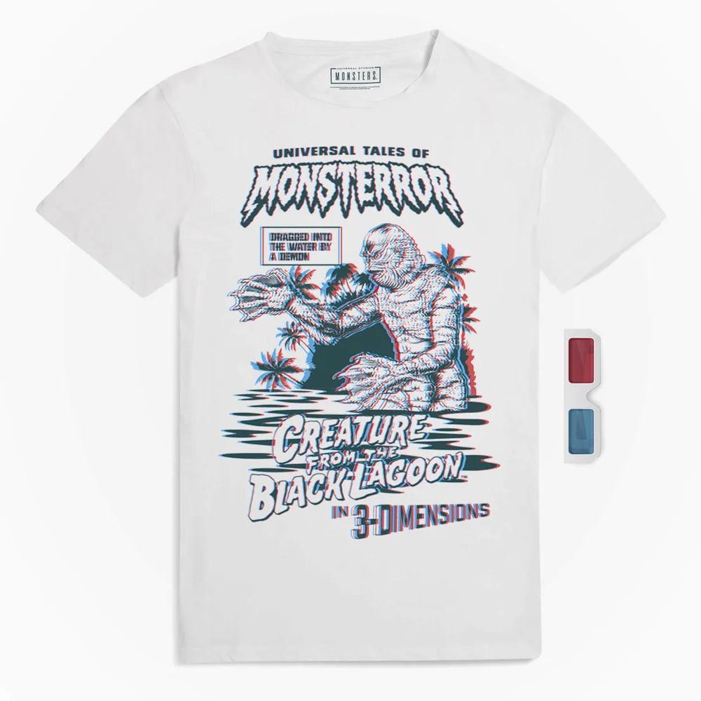Universal Monsters Universal Tales Of Monsterror Creature From The Black Lagoon 3D T-shirt - Wit - S - Wit Afbeelding 1