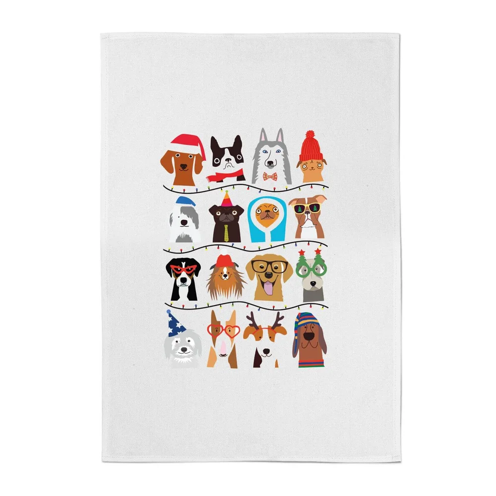 Dog Christmas Cotton Tea Towel Afbeelding 1