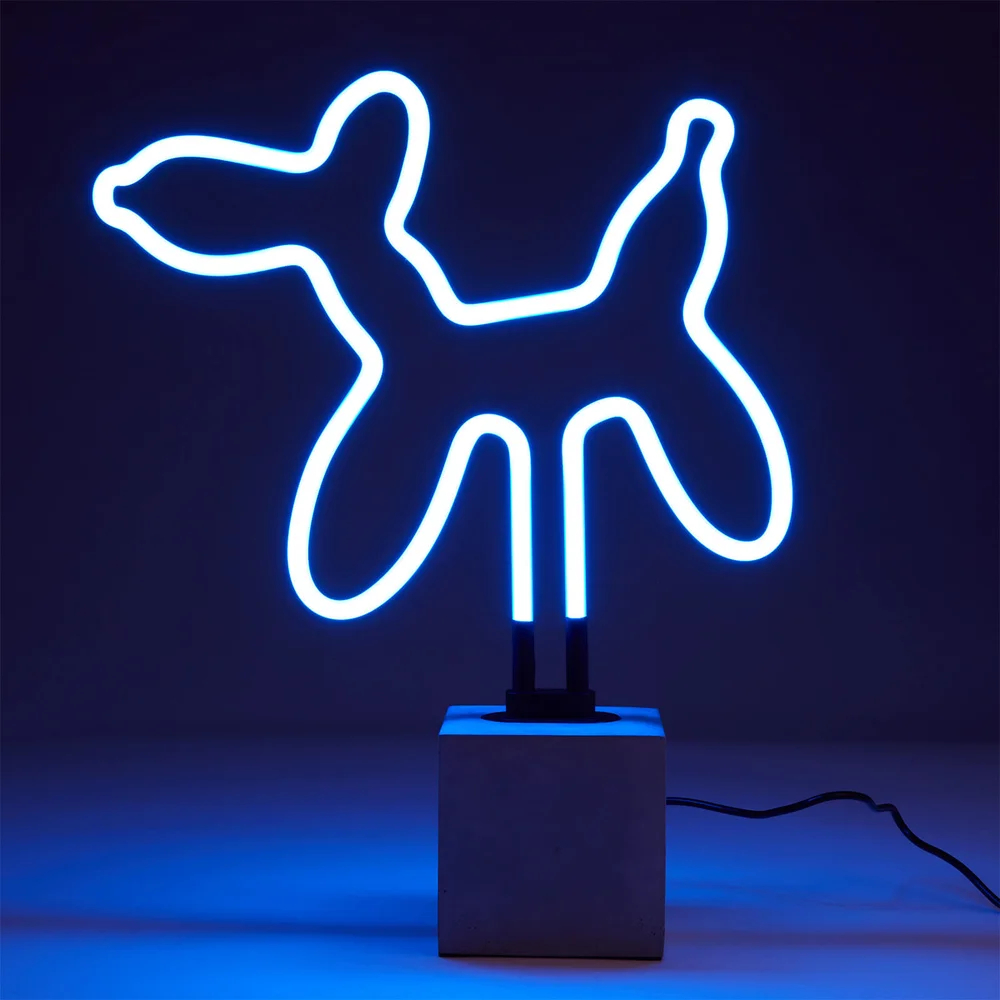 Exclusieve ballonhond neon light - betonnen voet Afbeelding 1