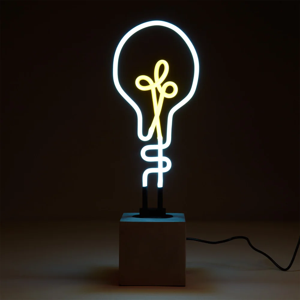 Exclusive Lightbulb Neon Light - Concrete Base Afbeelding 1